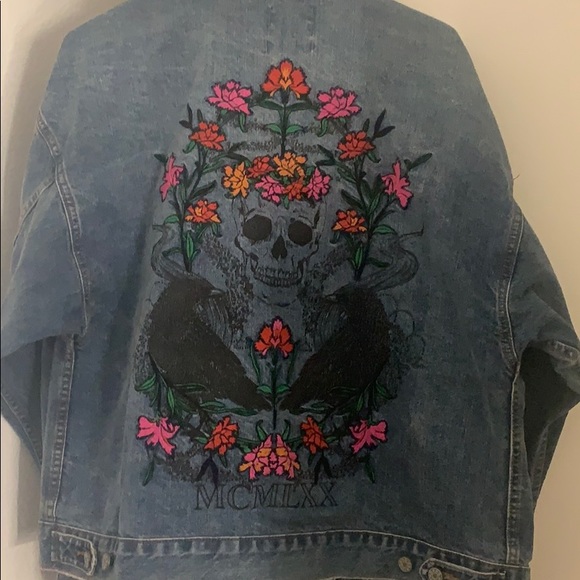BDG Jackets & Blazers - Skull and flowers jean jacket